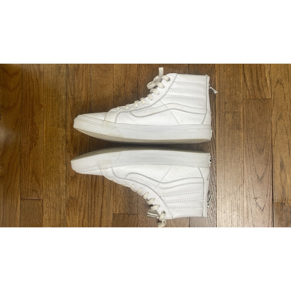 VANS Sk8-Hi Shoes Mens Sz 8.5 White High Top Sneakers Leather Skateboard 721356 - Picture 8 of 11